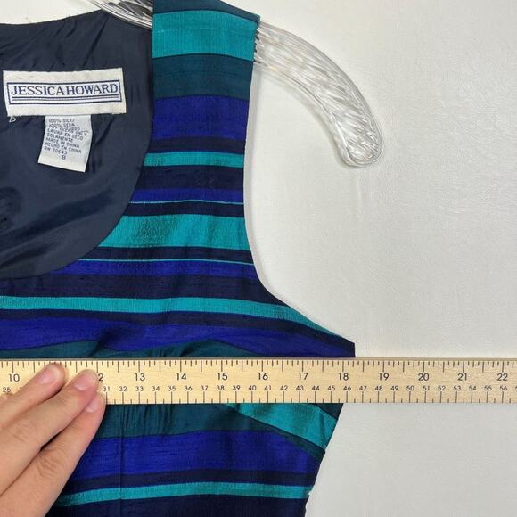 Vintage Y2K Jessica Howard Size 8 Silk Blend 2000s Midi Shift Dress Office - Picture 8 of 12